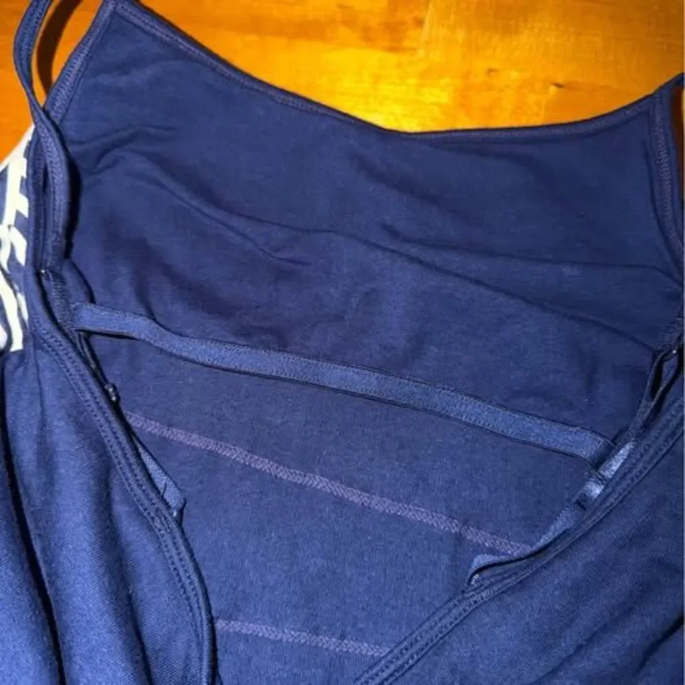 Girls Justice Navy Blue and White Stripped and Sequin Spagetti Strap Shirt Sz 16
